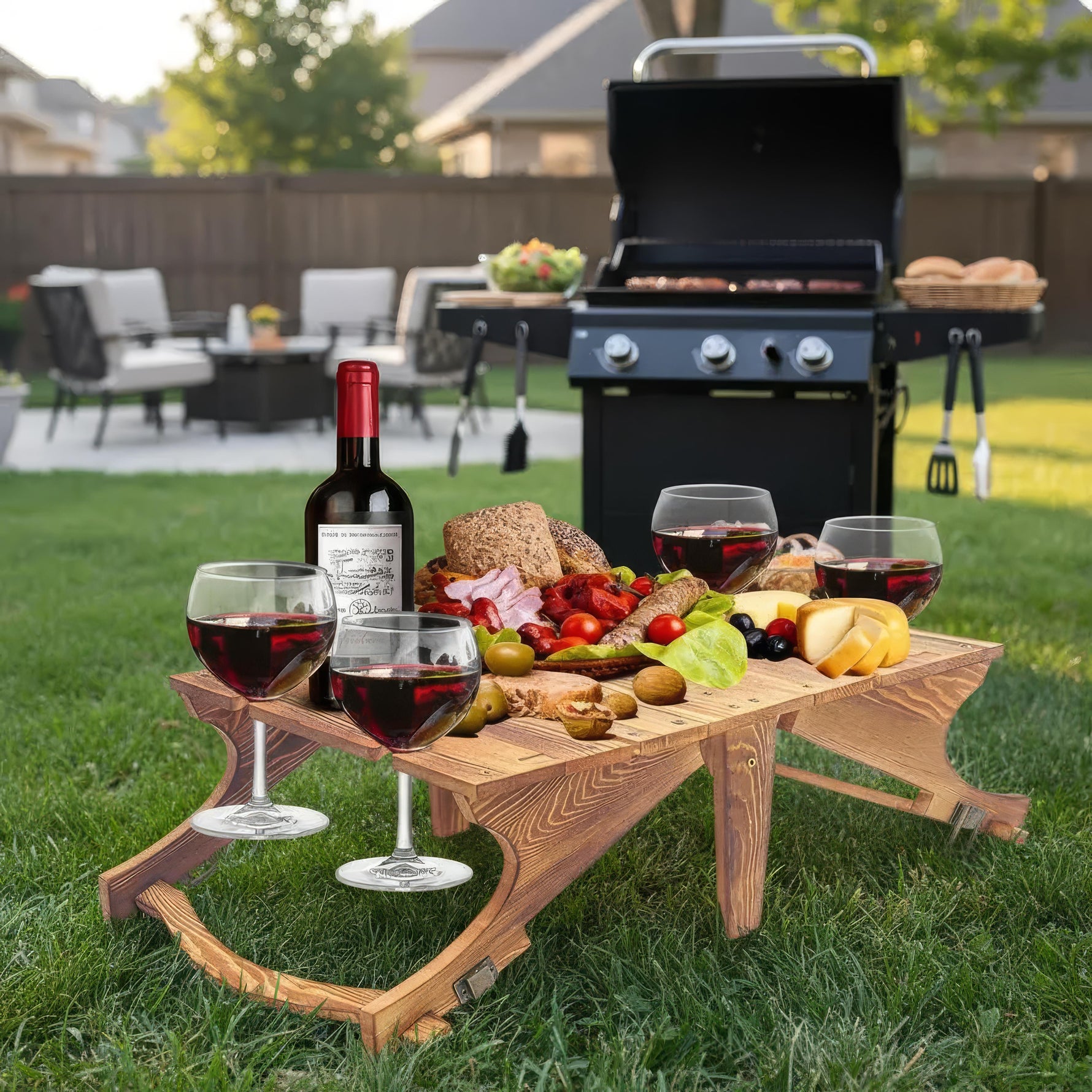 Compact Folding Table with Wine Glass Holder for Outdoor Adventures