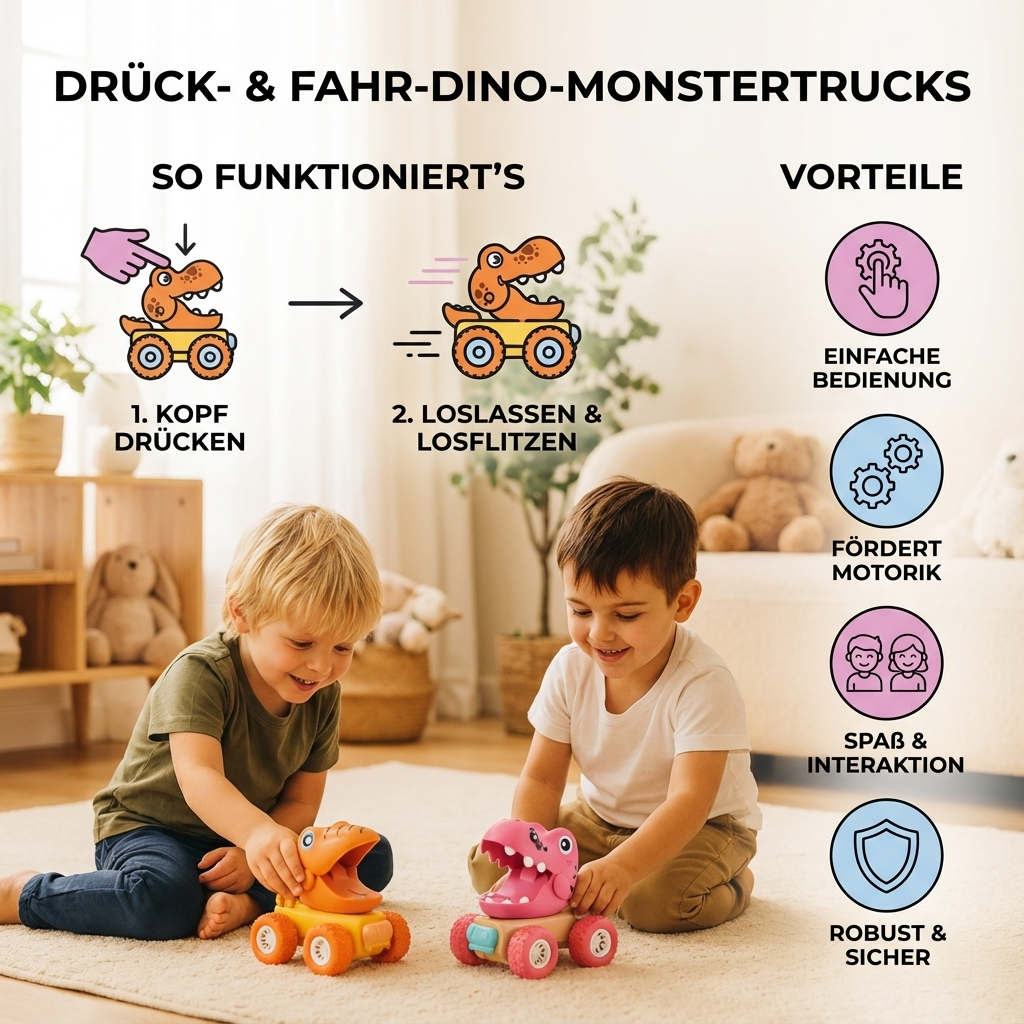 Dino Monstertrucks – Push & Drive Spielzeugfahrzeuge