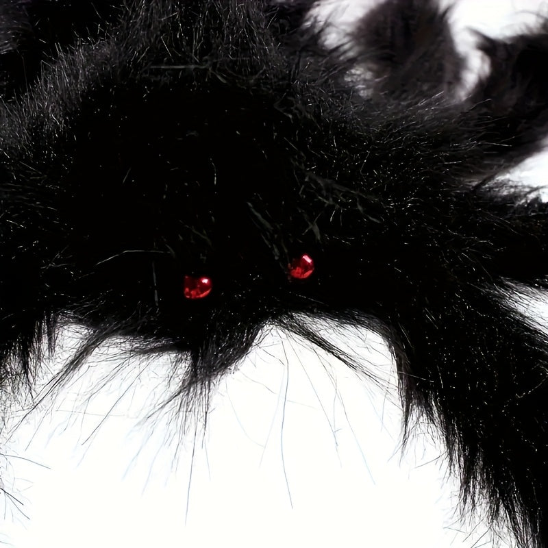 Halloween Dekorationsset – 2 riesige Spinnen 50 cm mit dehnbarem Spinnennetz