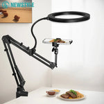 Strahlendes LED-Ringlicht mit flexiblem Arm und Smartphonehalter | 3 Lichtmodi & USB-Betrieb | Ideal für Livestreams, Videos und Selfies