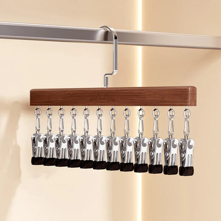 Holzkleiderbügel mit Edelstahlclips – Mehr Platz, weniger Chaos - 2er Set