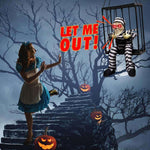 Gruseliger Gefangener in Käfig – Bewegliche Halloween-Deko
