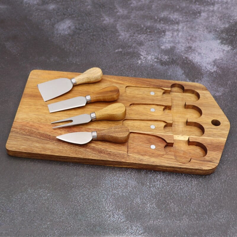 5-teiliges Käsemesser-Set mit Schneidebrett und Käseschneider