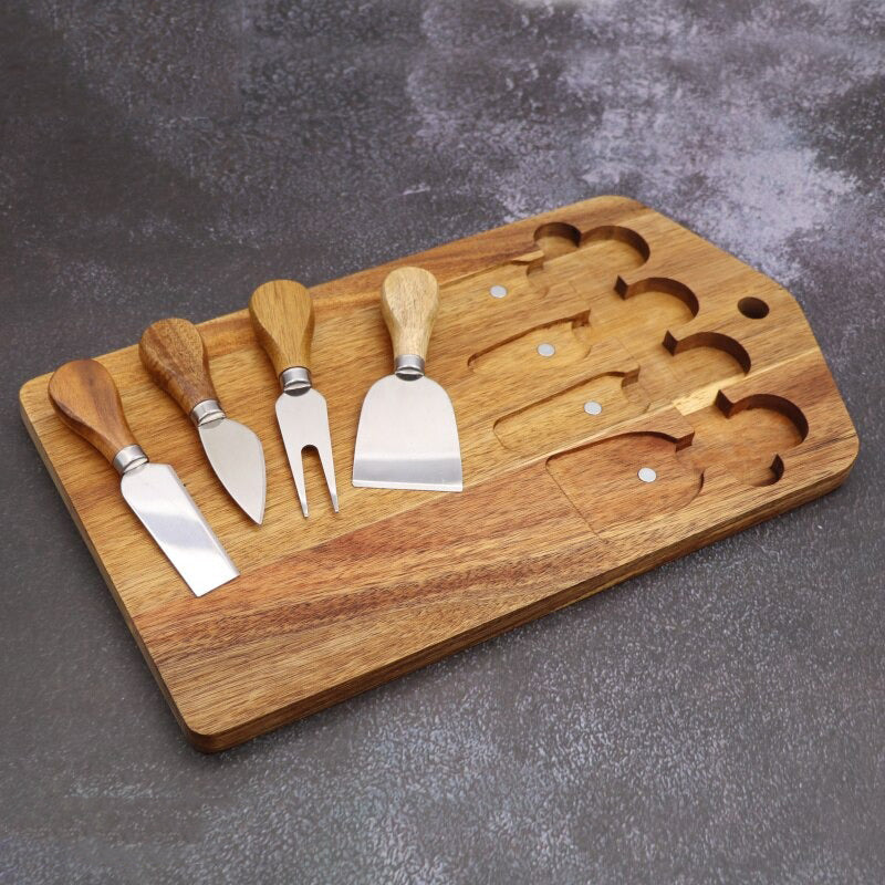 5-teiliges Käsemesser-Set mit Schneidebrett und Käseschneider