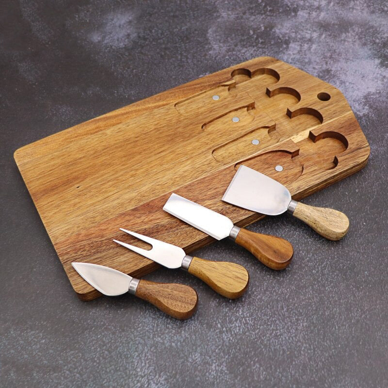 5-teiliges Käsemesser-Set mit Schneidebrett und Käseschneider
