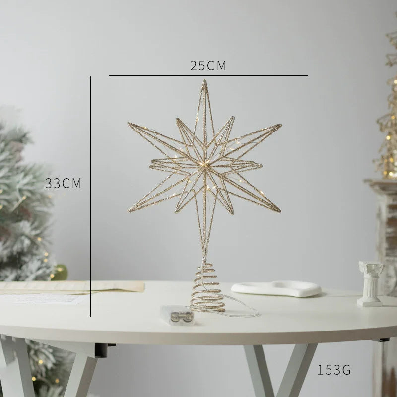 Festlicher Goldstern mit LED-Beleuchtung für den Weihnachtsbaum