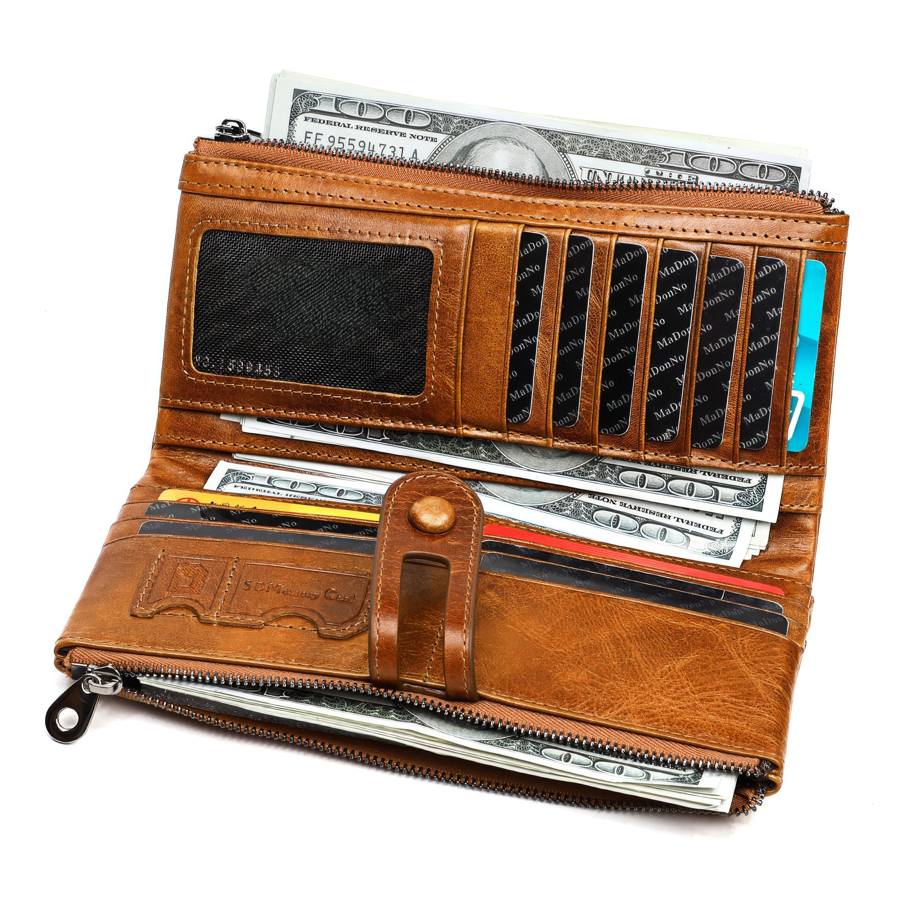 Stylish ladies' genuine leather wallet with RFID protection