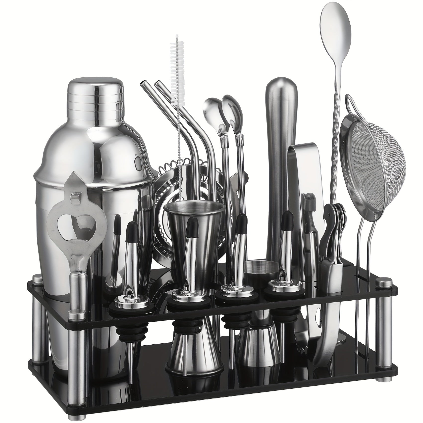 Elegantes Cocktail-Set mit 20 Profi-Werkzeugen und Acrylständer