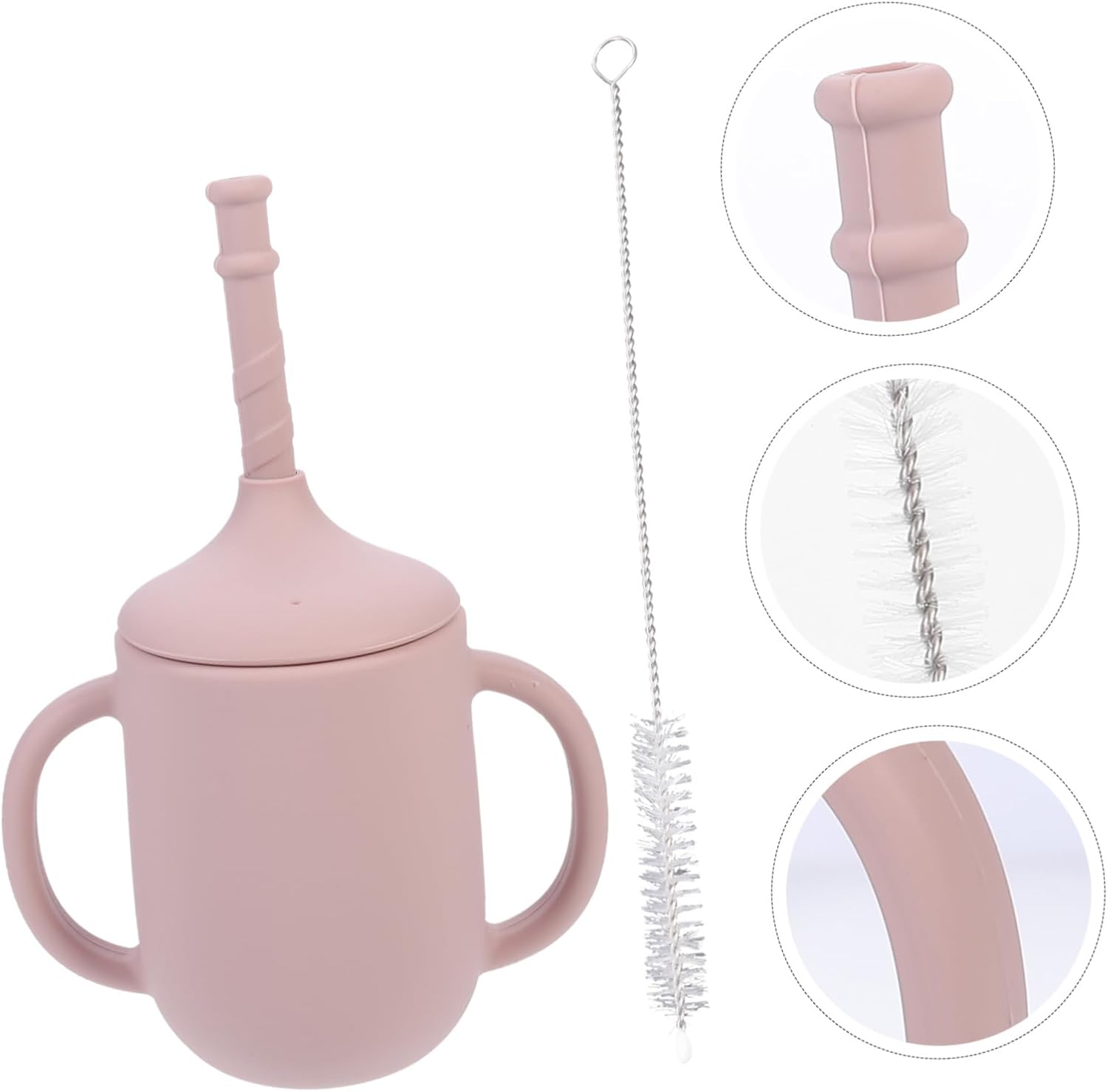 Auslaufsicherer Silikonbecher mit Griffen und Strohhalm für Babys