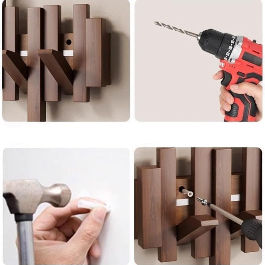 Elegant wooden coat rack with flexible magnetic hangers