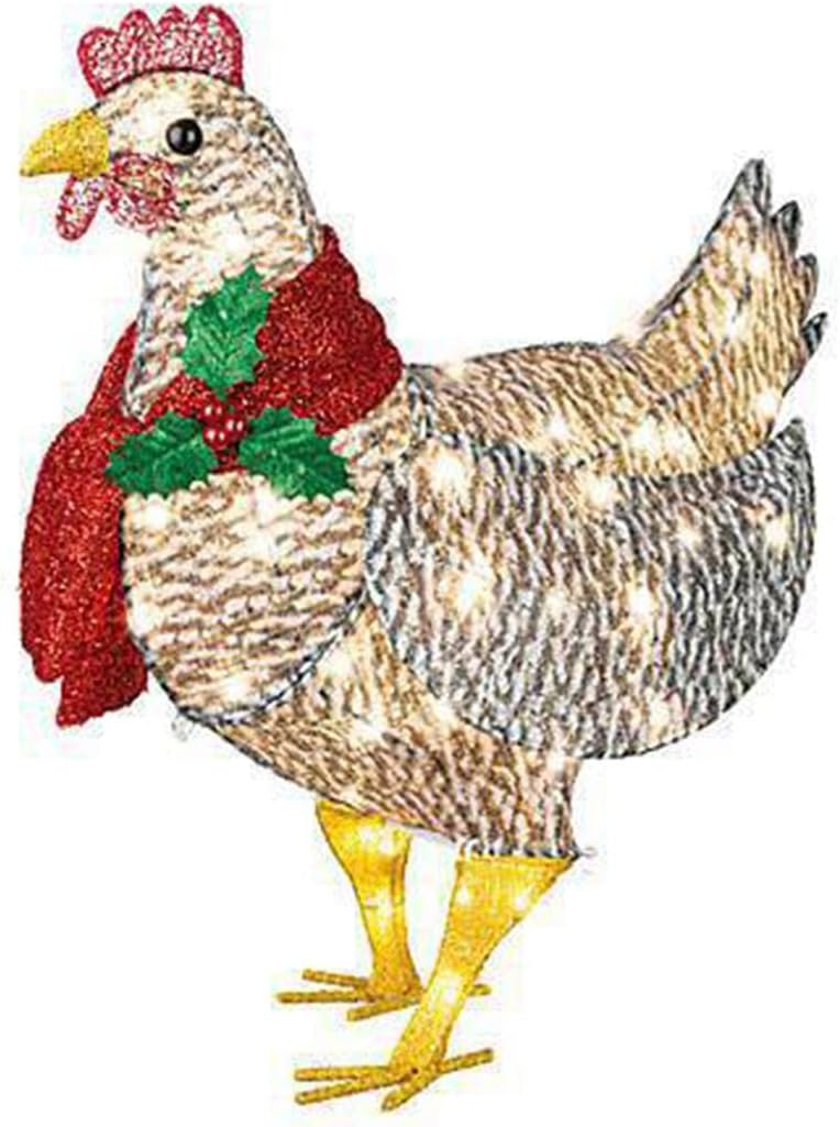 LED Huhn mit Schal für Winter – Weihnachtsdekoration für drinnen und draußen