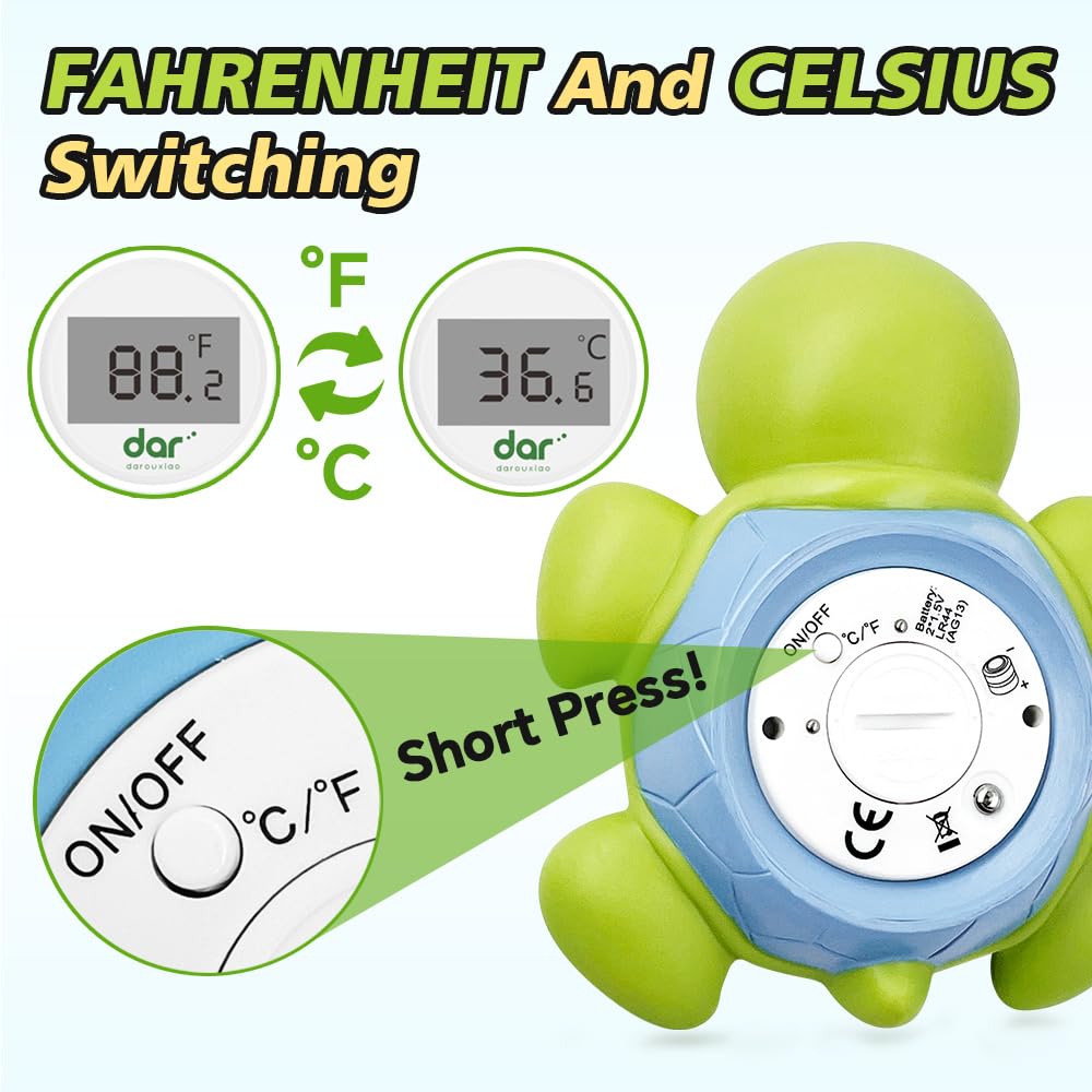 Safe Baby Bath Thermometer with Color Display and Warning System