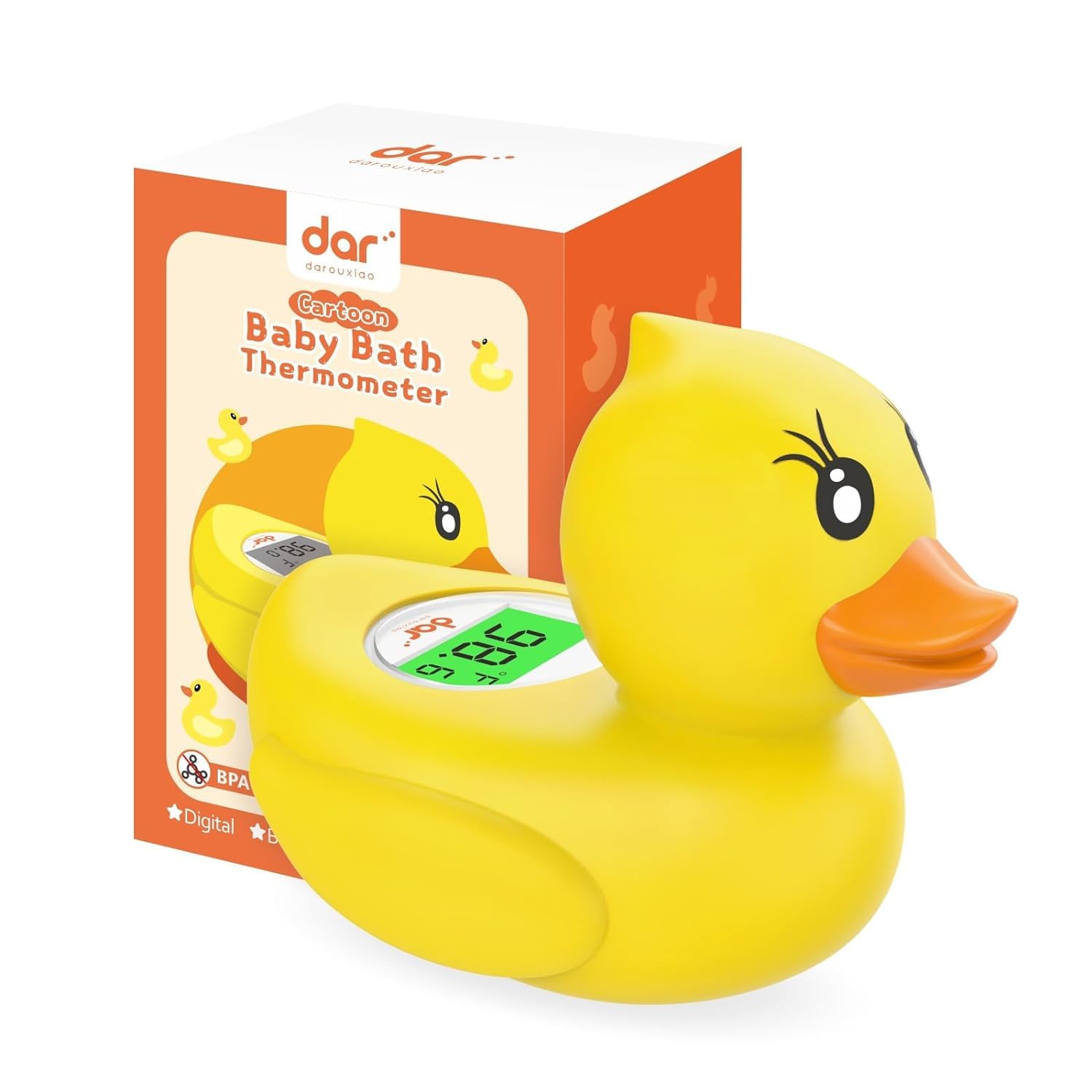 Safe Baby Bath Thermometer with Color Display and Warning System
