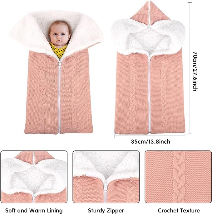 Schlafsack für Babys mit Kapuze – Kuscheliger Strickschlafsack