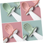 Ergonomisches Silikon Besteckset für Kleinkinder – Löffel und Gabel