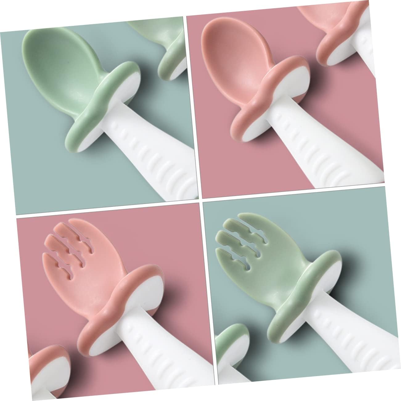 Ergonomisches Silikon Besteckset für Kleinkinder – Löffel und Gabel
