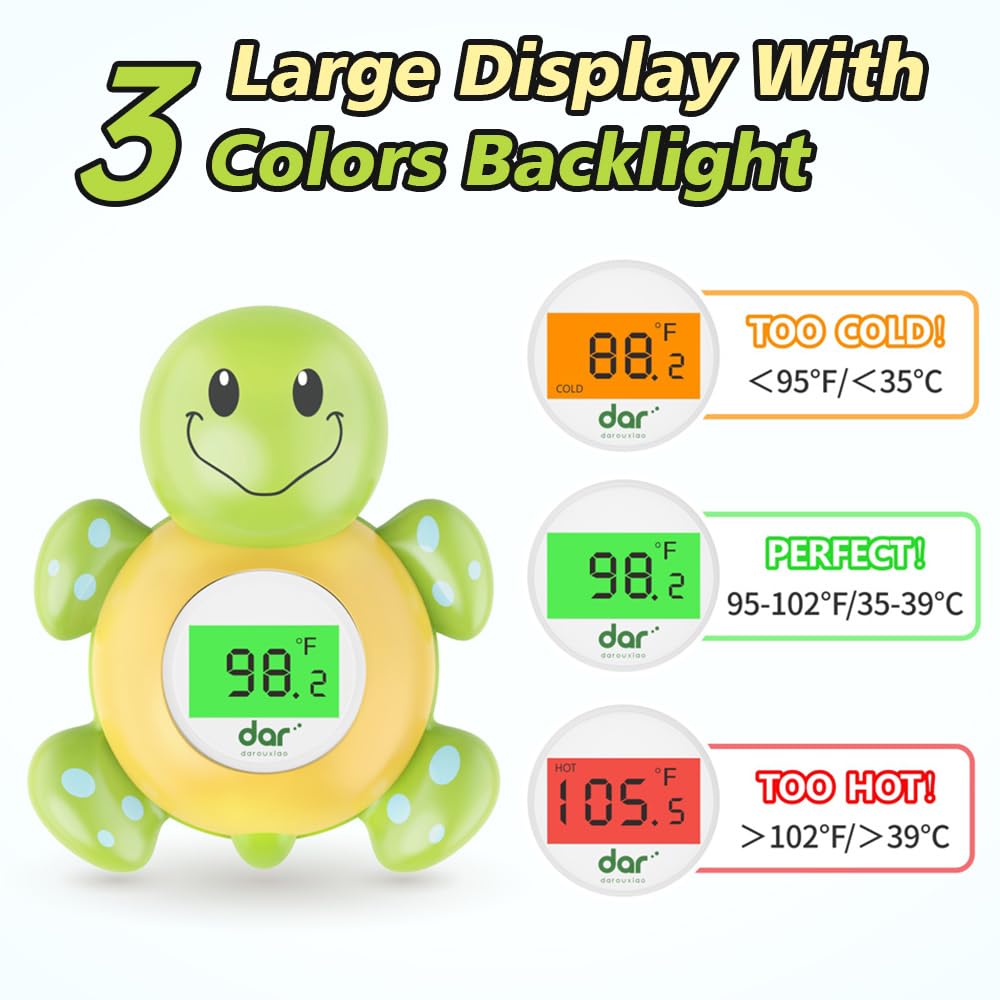 Safe Baby Bath Thermometer with Color Display and Warning System