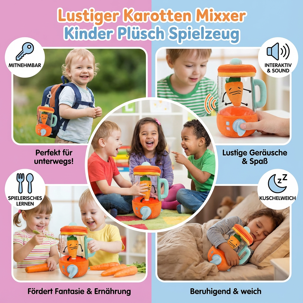 Plüschtier Karottenmixxer für Kinder – Lustiges Spielzeug