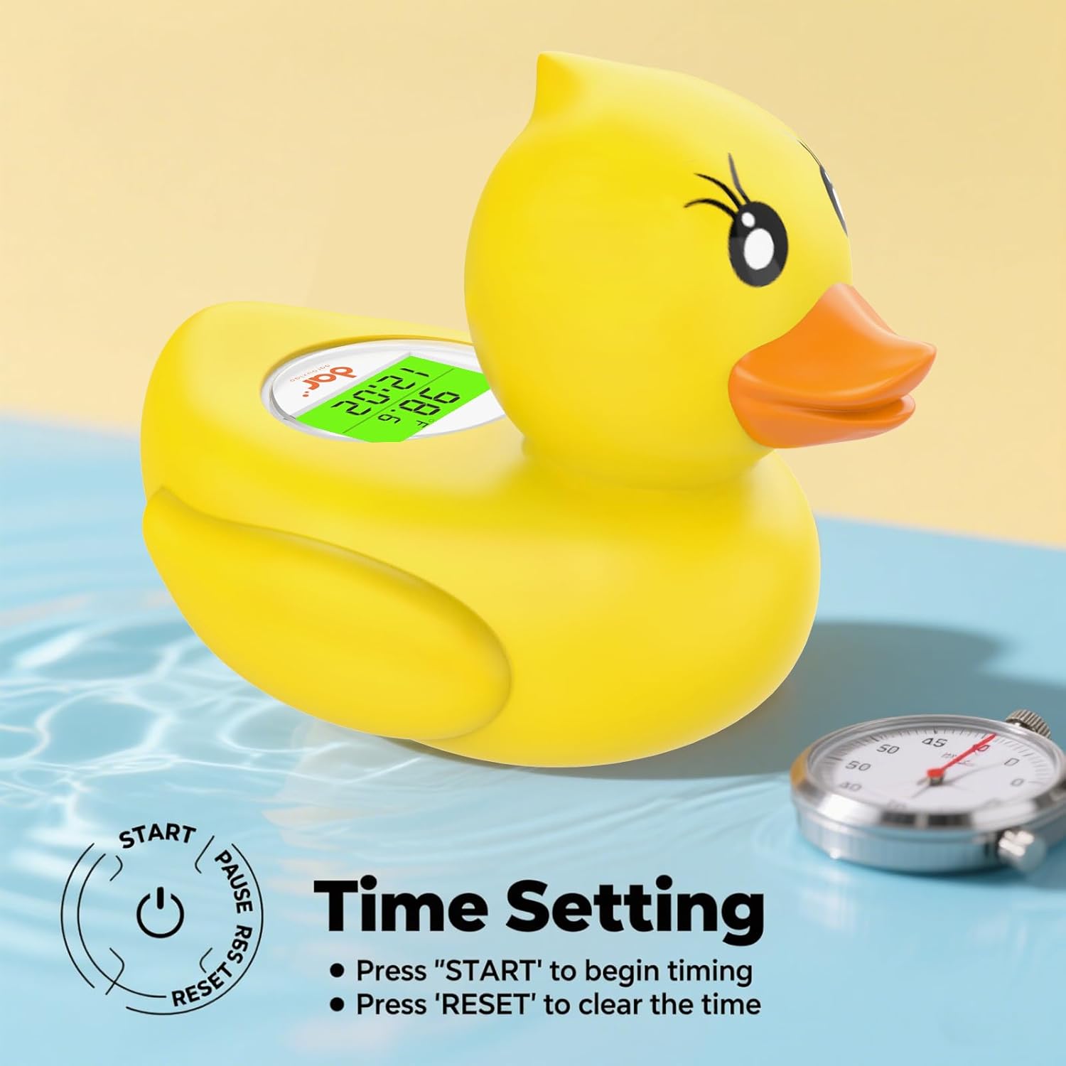 Safe Baby Bath Thermometer with Color Display and Warning System