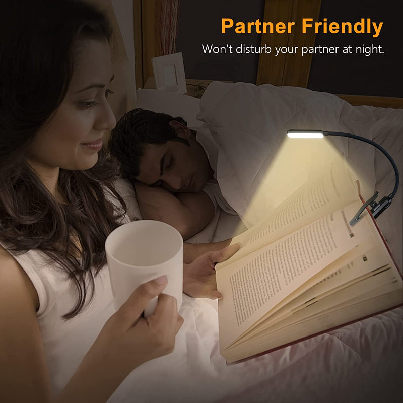 LumiClip | 9 LED wiederaufladbare Leselampe für gemütliches Lesen im Bett - augenschonend und stufenlos dimmbar