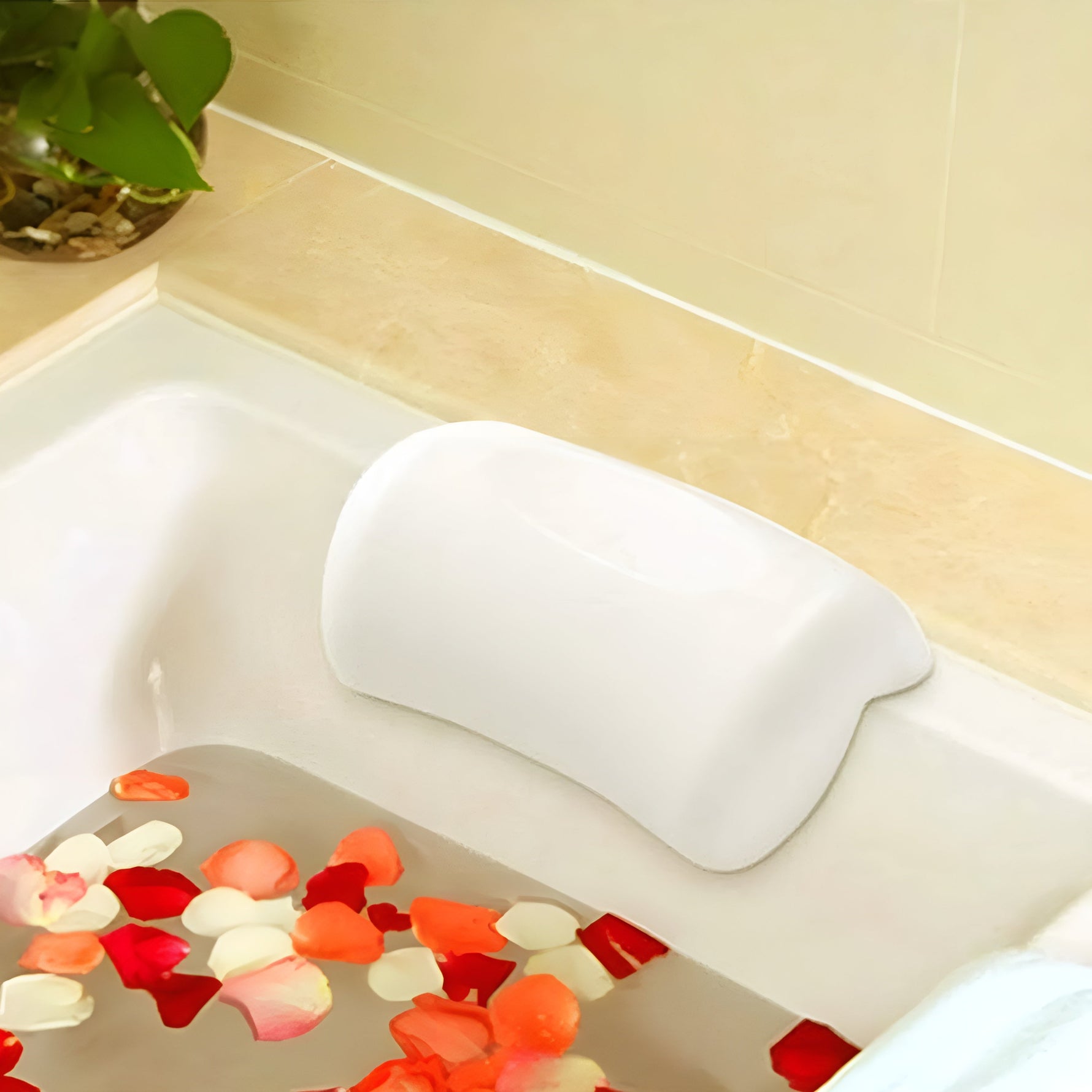 Entspannendes Badekissen – Rutschfest und Wasserdicht | Ergonomisches Kopf- und Rückenkissen mit Saugnäpfen | AquaComfort