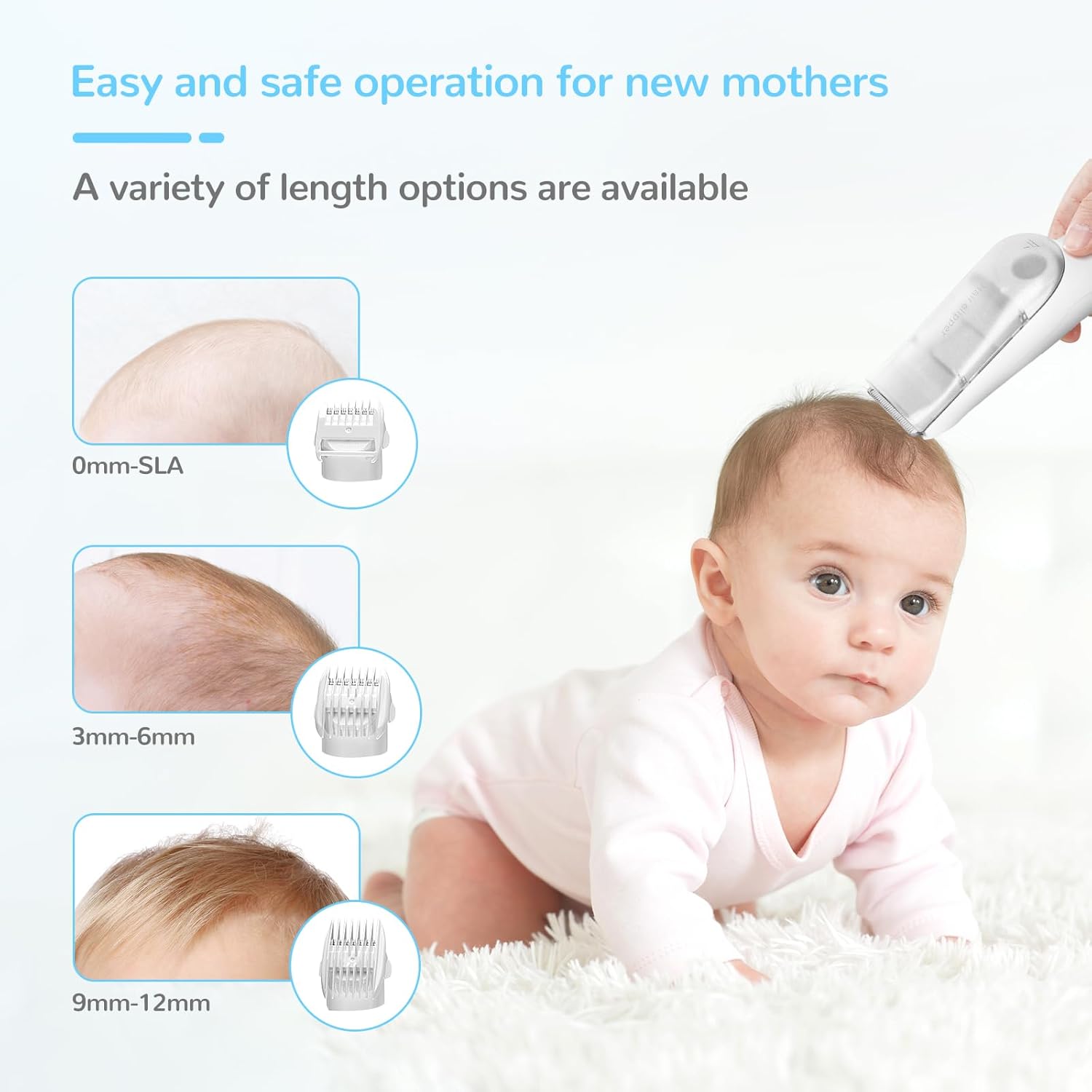 Wasserdichter, wiederaufladbarer Haarschneider für Babys mit Vakuumsystem und Aufbewahrungsbox