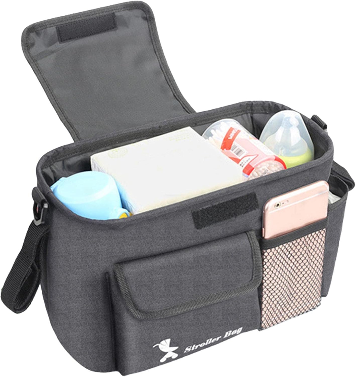 Organizer Tasche für Kinderwagen – Praktische Stroller mit Schultergurt und Fächern