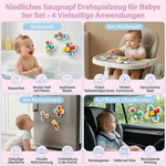 3-teiliges Set mit niedlichen Saugnapf-Drehspielzeugen für Babys