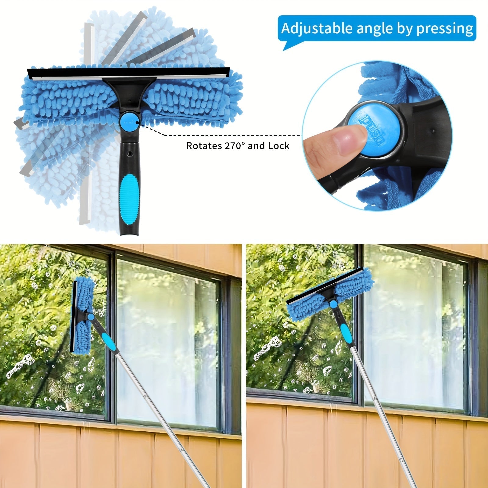 Glasklarer Fensterreiniger – Professionelles 2-in-1 Teleskopreinigungssystem