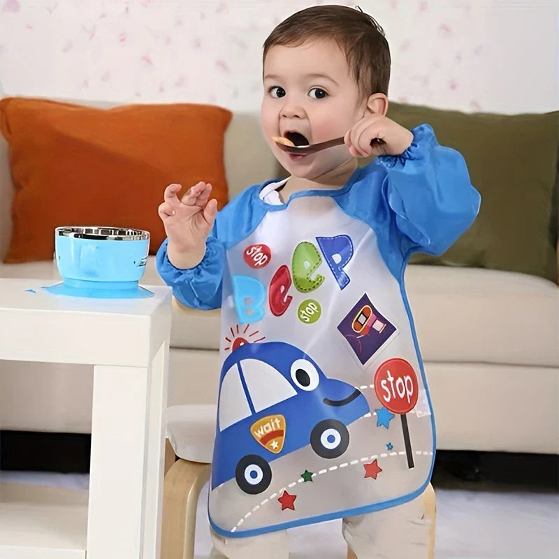 Wasserdichte Lätzchen für Babys – Kinderschürzen mit langen Ärmeln
