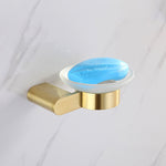 Elegantes Badezimmer-Set mit goldenen Handtuchhaltern