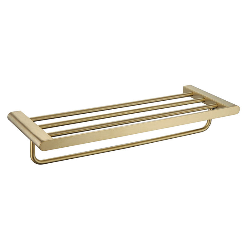 Elegantes Badezimmer-Set mit goldenen Handtuchhaltern