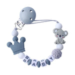 Schnullerclip für Babys mit Bären- und Kronenmotiv