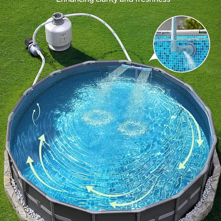 Solarbetriebene Poolfontäne mit RGB-LED-Beleuchtung – Doppelbogen, Fernbedienung