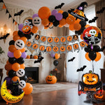 Gruselige Ballondekoration für Halloween – Schwarz, Orange und Lila