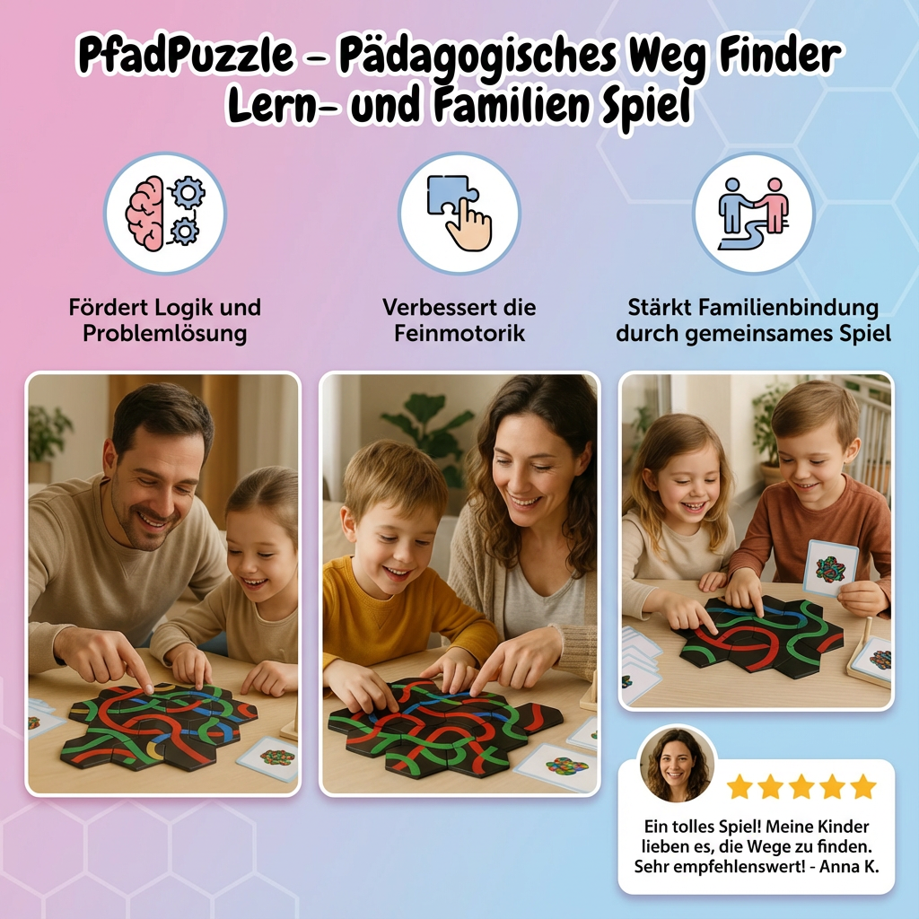 Pädagogisches Puzzle für Familien – Lernspiel mit Wegfindern