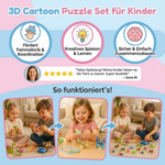 Puzzle Set mit 3D Cartoon Motiven für Kinder
