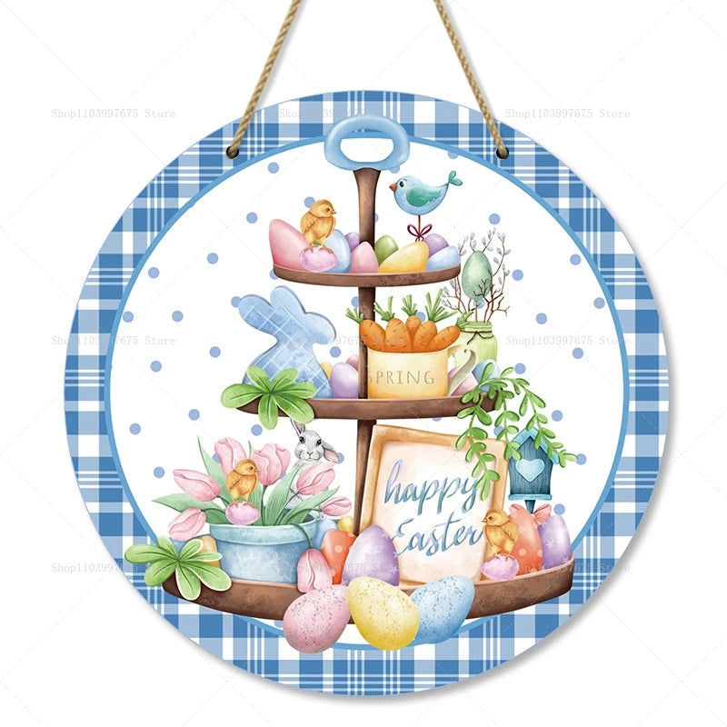 Spring Awakening – Charming Wooden Bunny Sign for Your Door