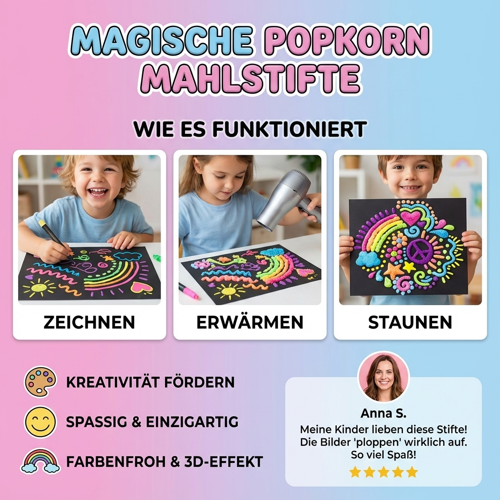 Popcorn Mahlstifte für kreative Snacks