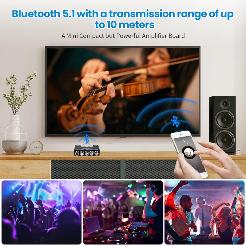 Vielseitiger 2.1 Kanal Bluetooth Audioverstärker