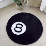 Runder Bodenmatte mit 8-Ball-Motiv – Rutschfester Teppich für Wohnzimmer, Badezimmer & Dekoration | Erhältlich in Größen