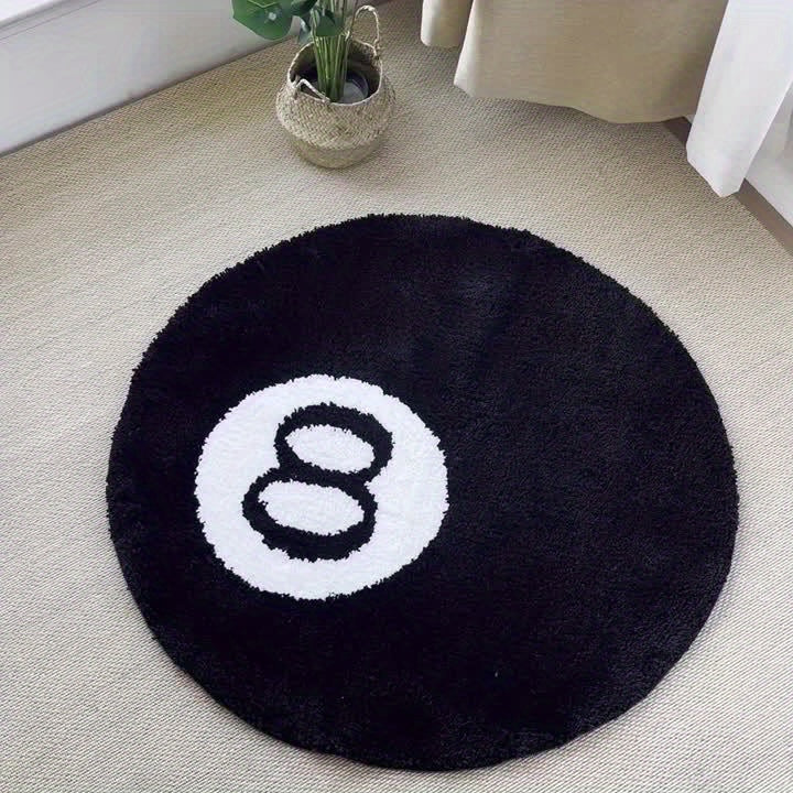 Runde Fußmatte mit 8-Ball-Motiv – Rutschfester Teppich für Ihr Zuhause