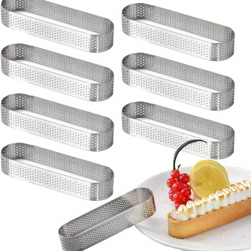 6/8 Stück Loch Edelstahl Oval Tarteformen Back- und Kuchenformen