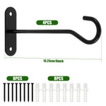 Wall Hooks for Plants – 15 cm Black Iron – Set of 4 with 10 kg Load Capacity