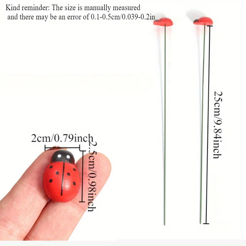 Vibrant Wooden Ladybugs for Your Garden | Set of 10