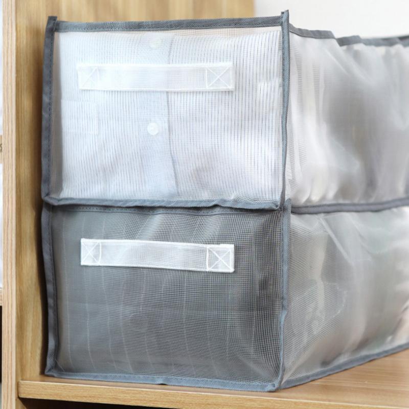 7-Fächer Kleiderschrank Organizer aus Netz für Kleidung