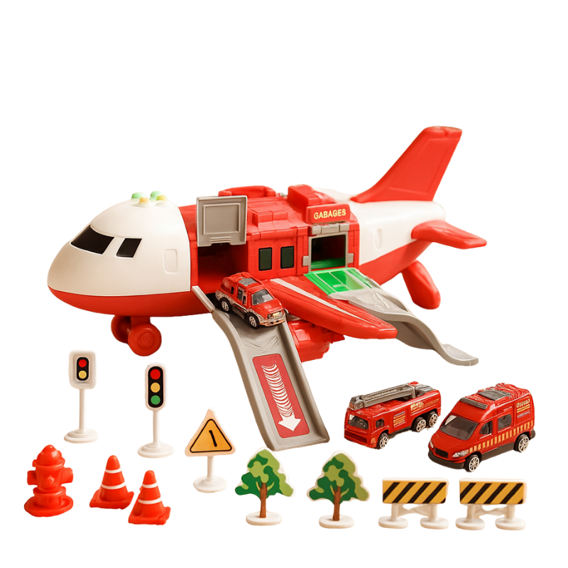 Polizei Flugzeug-Spielset mit Fahrzeugen und Kran