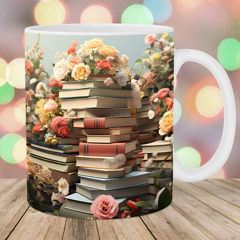 Kreative Blumige Kaffeetasse für Bücherliebhaber – Perfektes Geschenk