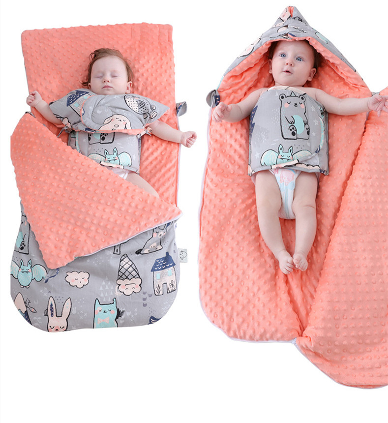 Schlafsack für Babys mit Kapuze – Minky-Decke für Neugeborene