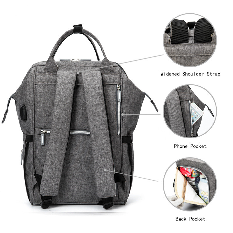 Multifunktionaler Rucksack für Eltern – Baby Wickeltasche mit USB-Anschluss